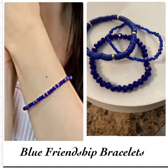 Royal Blue Beaded Bohemian Bracelets - Picture 1 of 7